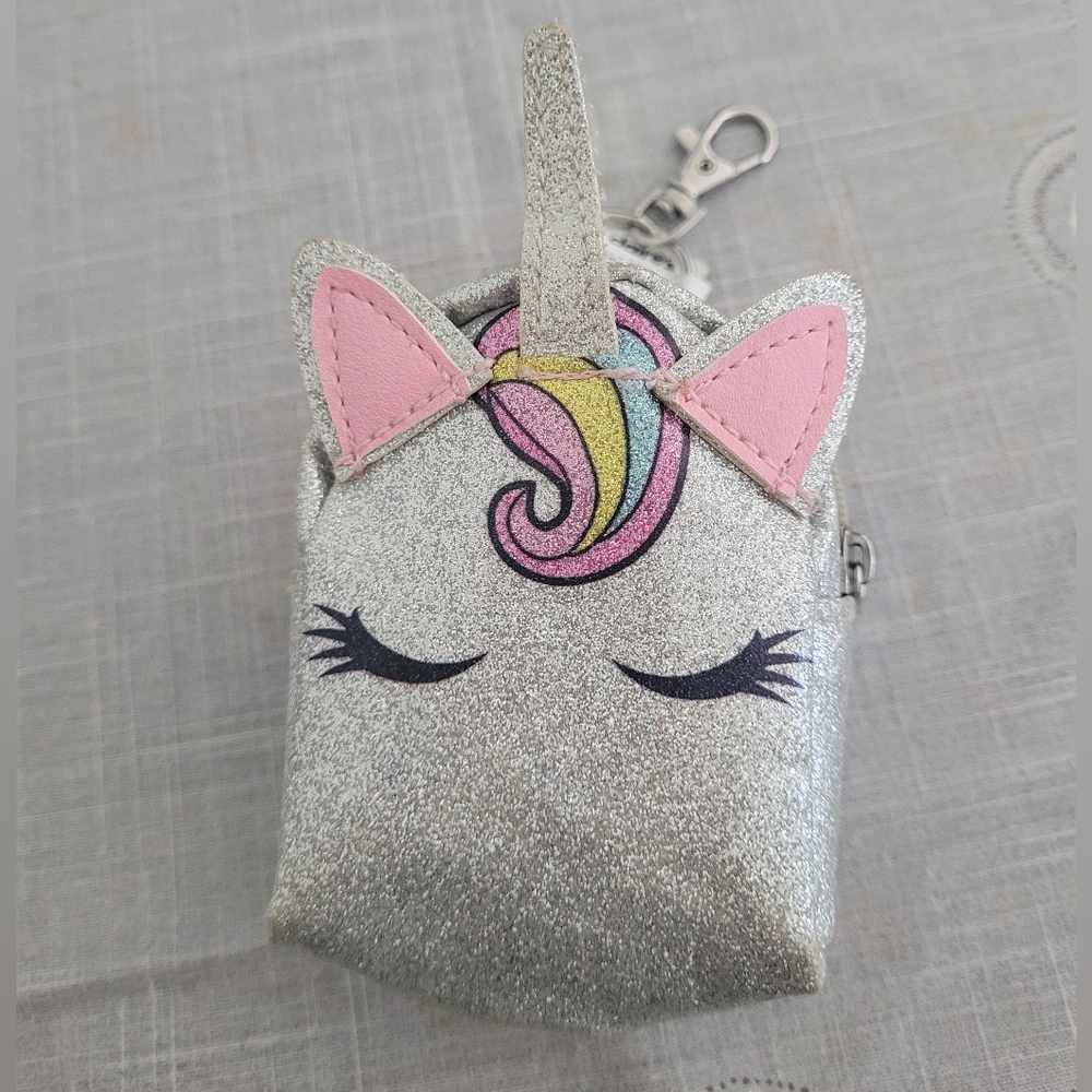 NWT-Claire's Glitter Unicorn Change Purse Mini Backpack With Key chain